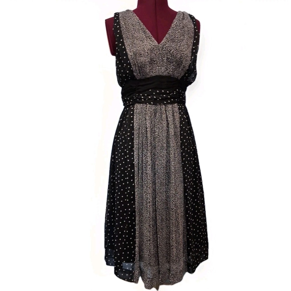 Jonathan Martin Y2K Mix Pattern‎ Flowy Chiffon Empire Waist Babydoll Dress Sz 10